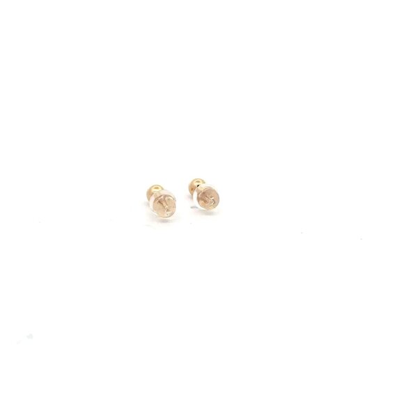 14K Gold Earrings Stud Ball Tiny 4mm Silicone Covered Backings - Picture 3 of 6